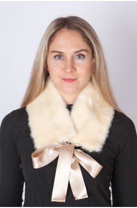 White mink fur collar-neck warmer